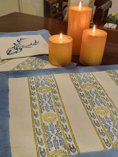 Blue Deer Table Mats with Napkins